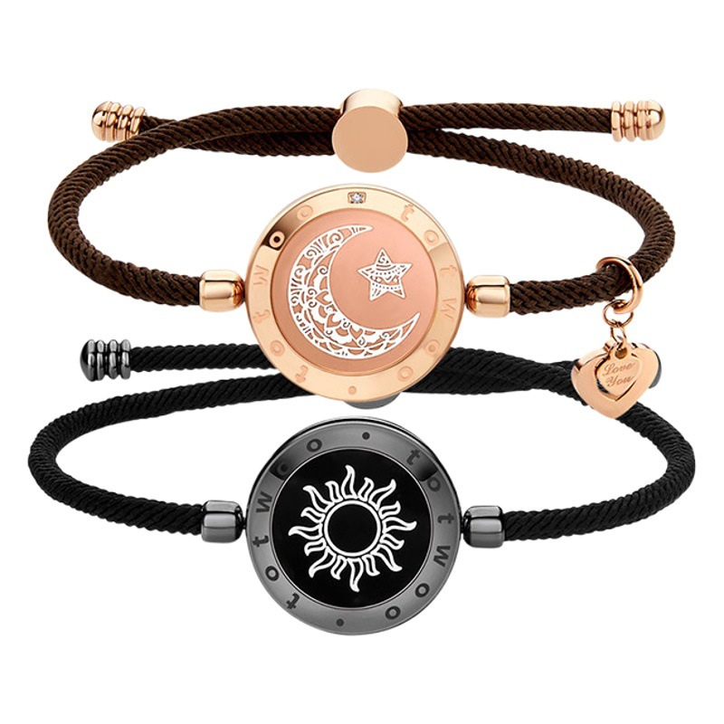 Totwoo inteligente pareja pulsera sol y luna amantes flash vibración de larga distancia amor artefacto inducción pulsera interactiva pulsera