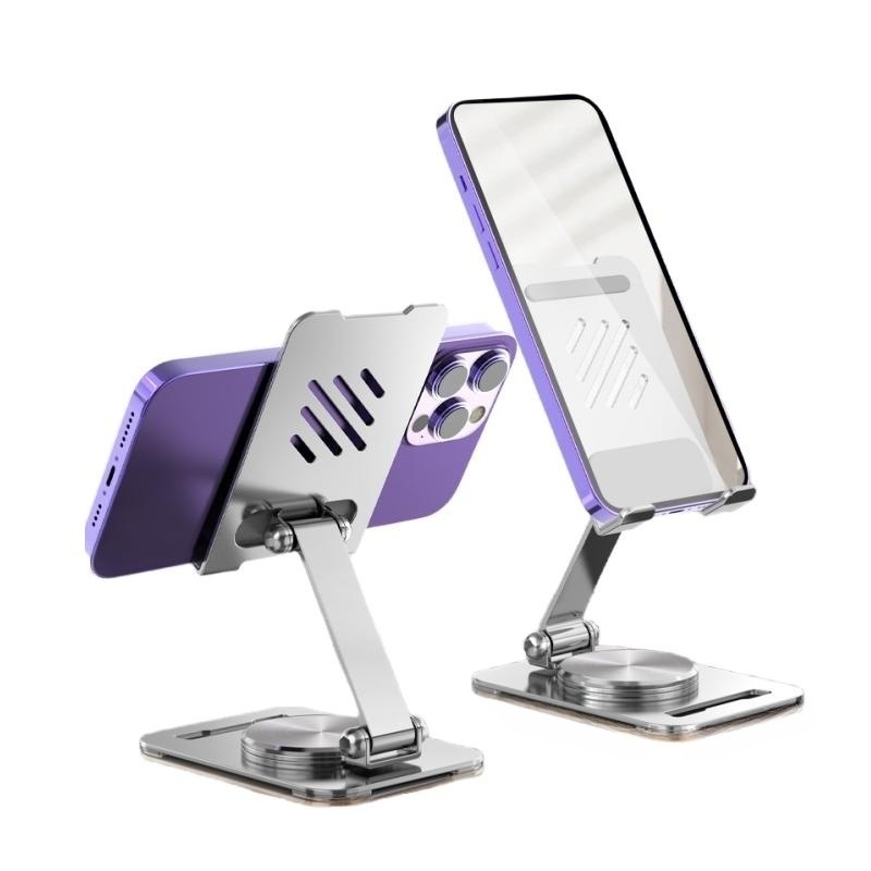 Masaüstü cep telefonu tutucusu tamamen metal döner taban kaldırılabilir katlanır taşınabilir cep tablet telefonu evrensel cep telefonu tutucusu - 6