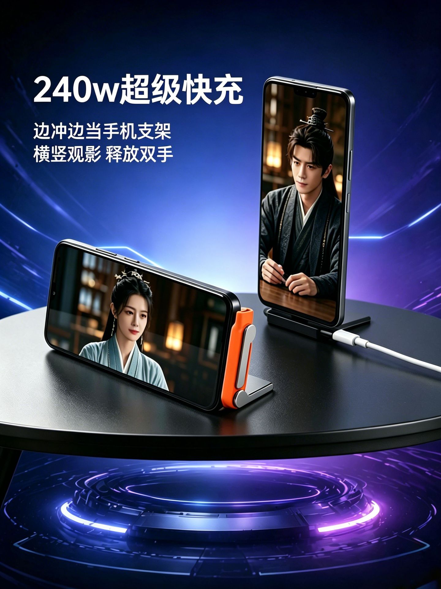 Çapraz Sınır 240W Hızlı Şarj Type-C Telefon Katlanır Standı Adaptör Şarj Veri İletimi Çok Fonksiyonlu