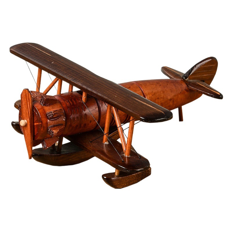 Retro De Madera Aviones decoración creativa Casa de escritorio modelo de avión decoración artesanías de madera transfronteriza