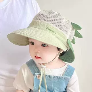 婴儿帽子夏季遮阳帽渔夫帽男童女宝宝网大檐可拆披肩儿童透气速干