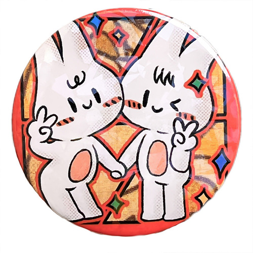卡通发财可爱兔子周边马口铁徽章创意吧唧盘胸章可爱情侣装饰挂件