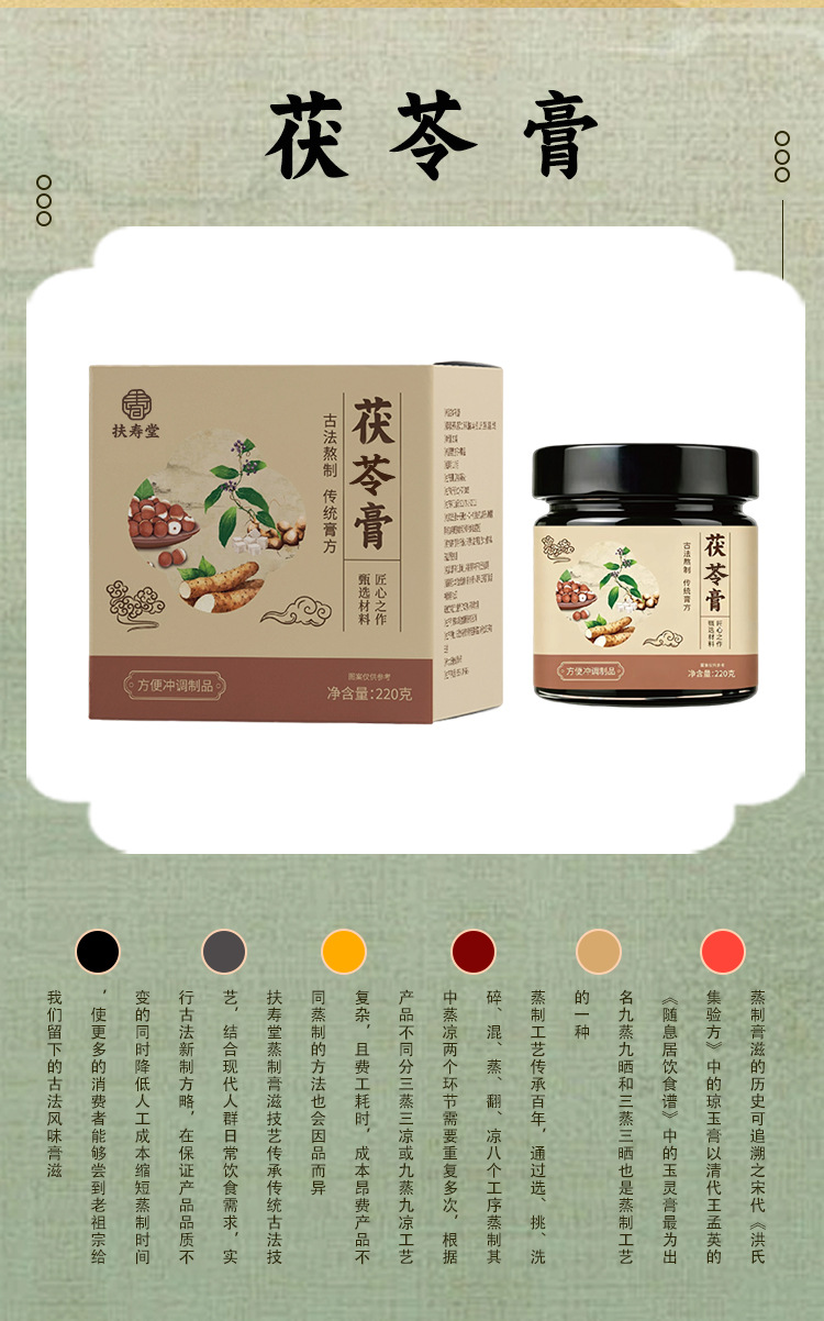 Fu Ling Gao (Poria & Coix Herbal Paste) — Traditional Herbal Paste with Shan Yao & Qian Shi, 220g specifications