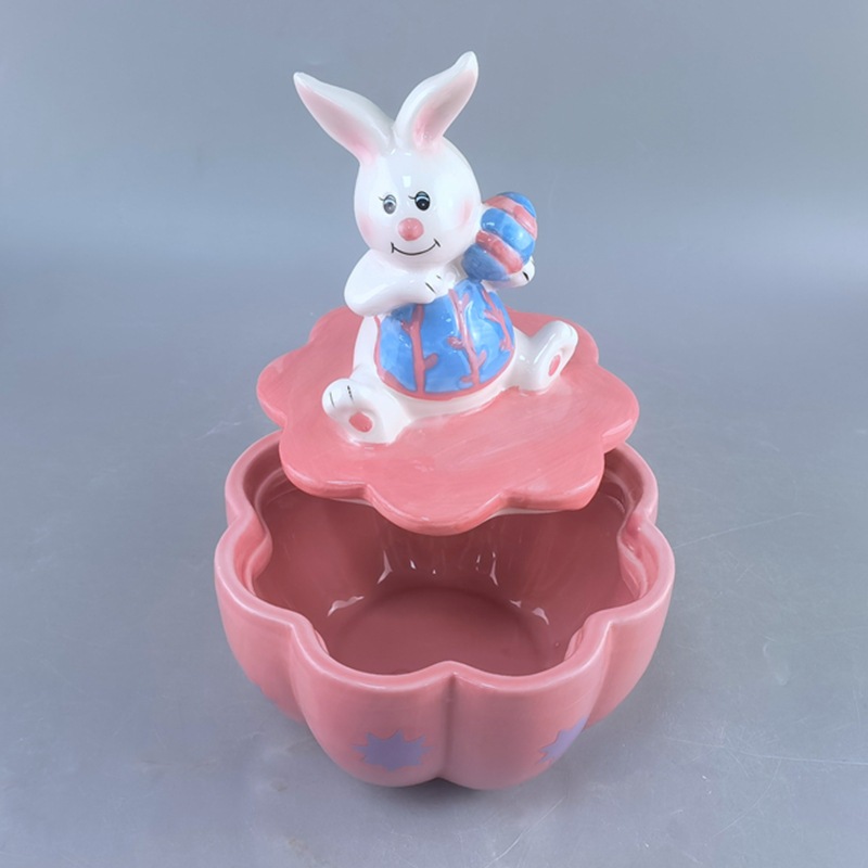 Galletas de pascua de cerámica, galletas de cerámica, molde de animales pintados a mano, dulces de dolomita, recipientes de regalo