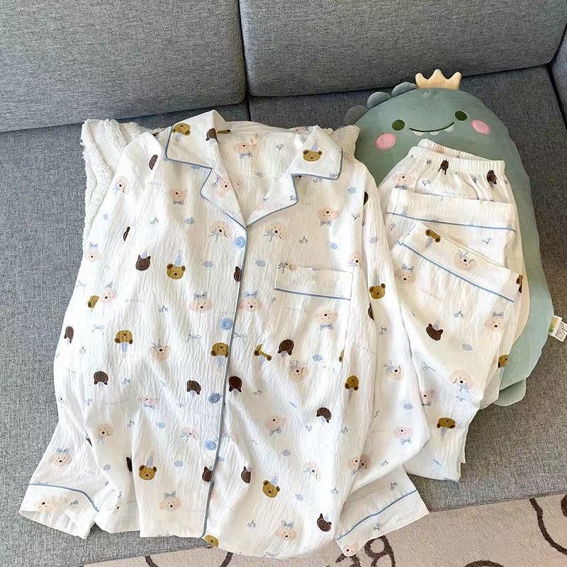 C-블루 엣지 동물 주름 천