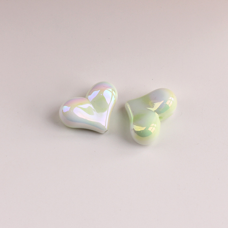 2g Weight Beads Jewelry Making Type DIY Ornament Accessories Classification 1 Piece Quantity Acrylic Material Heart Shape Pattern All Seasons Season Plating Design Sweet Style 1 Piece Acrylic Heart Shape Beads DIY Ornament Accessories 7