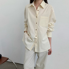 TG 韩系休闲宽松百搭基础衬衫女2025秋季翻领单口袋上衣春24298