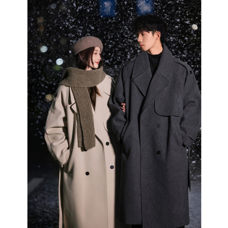 中长款毛呢大衣男冬季ins休闲呢子外套韩版潮牌过膝风衣情侣外套