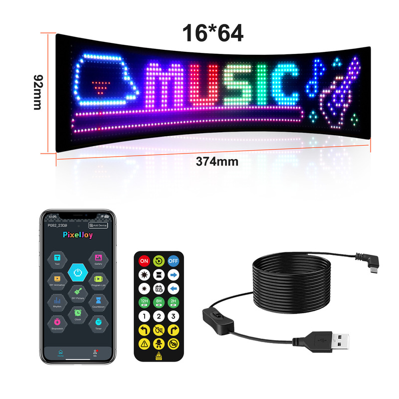 跨境led全彩软屏蓝牙app广告屏汽车智能屏防水灯互动表情屏贴DIY|undefined