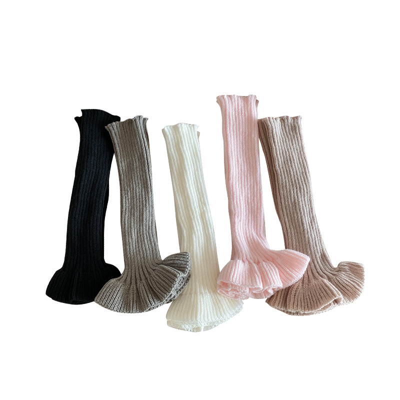Leg Warmers Cotton Socks Autumn And Winter Solid Color Stacked Socks Vertical Striped Knitted Trumpet Ballet Style Thickened Wool Calf Leg Covers_voghion.com