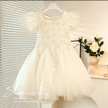 女童亮片连衣裙夏季儿童公主裙小女孩洋气飞飞袖蓬蓬纱裙周岁礼服