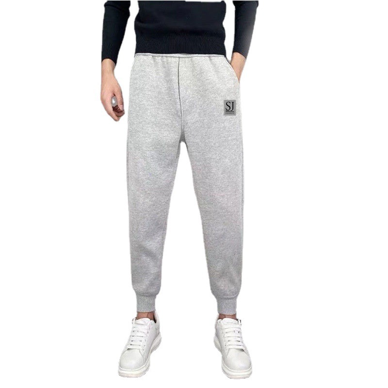 Pantalones casuales de los hombres jóvenes rectos sueltos Pantalones deportivos delgados pantalones atados al tobillo primavera y otoño verano Pantalones de hombre simples