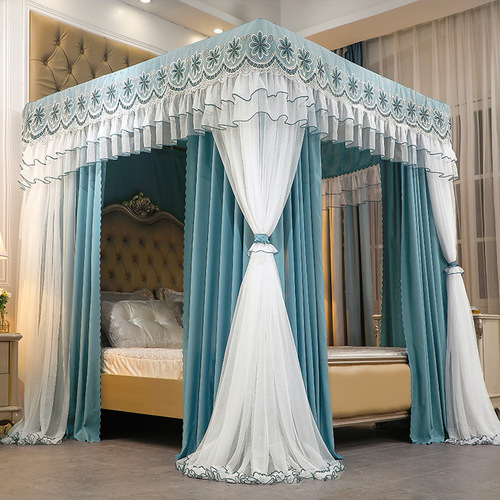 New double-pole reinforced mosquito net, double-layer encrypted blackout bed curtain, floor-standing three-door light luxury dust-proof and anti-mosquito net