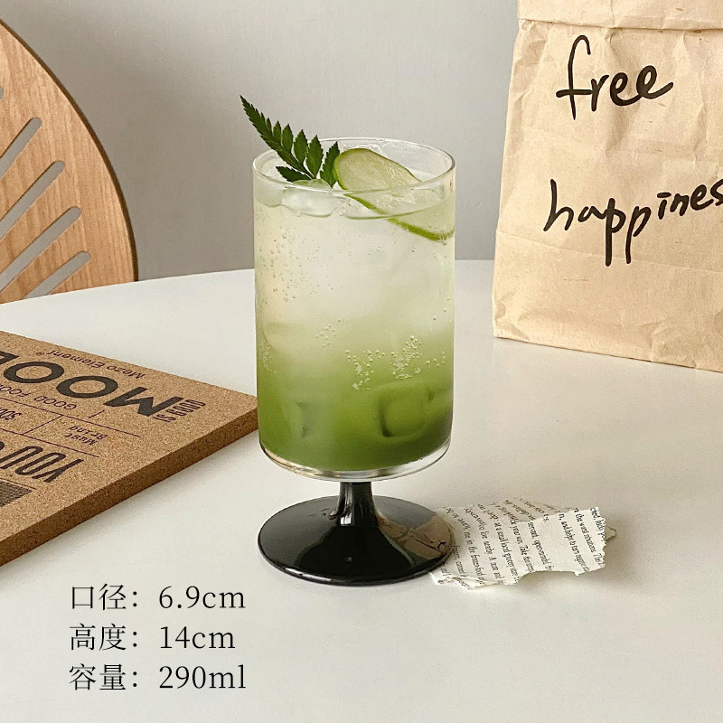 果汁杯高脚杯ins风高颜值玻璃杯果茶杯苏打饮料气泡水杯鸡尾酒杯|undefined
