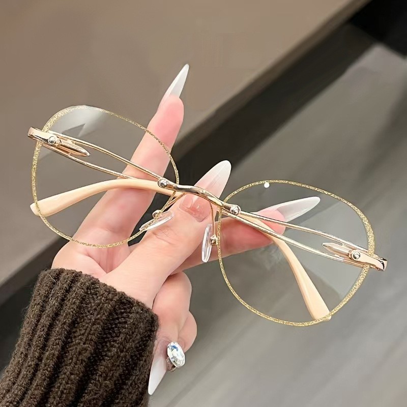 2025年ホットスタイルコレクション女性用老眼鏡、中高年向けの新しい高精細抗青色光ファッショナブルなフレームレス老眼鏡|undefined
