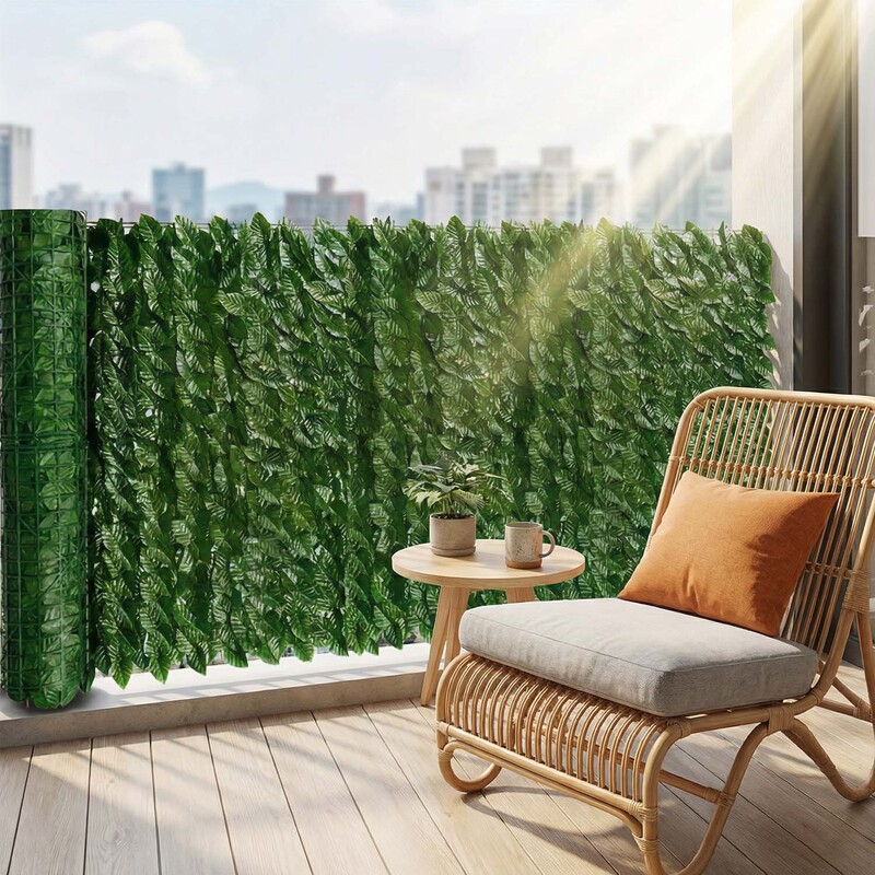 Factory Direct Sales of Cross-Border Artificial Green Leaf Fences, Fake Leaf Netting, Simulated Green Plants for Balcony and Garden Decoration, Simulated Hedges