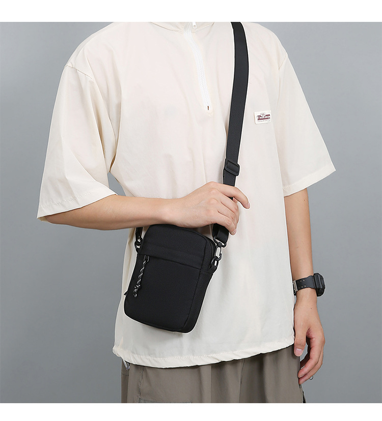 Men's Gender Men's Solid Color Oxford Cloth Zipper Crossbody Bag