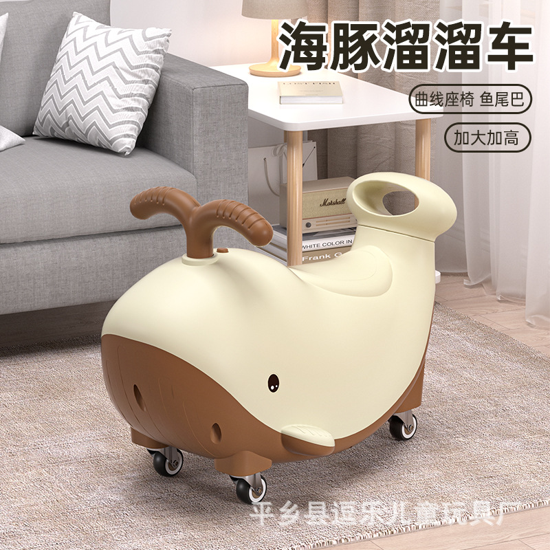 Patineta infantil delfín torsión carro carro de maní silencioso universal rueda anti-rollover regalo de aniversario de 1 - 3 años de bebé