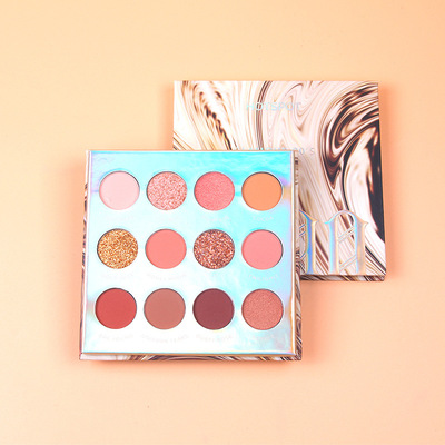 彩即外贸爆款网红键盘眼影 12色闪粉高光眼影套装 彩妆一件代发