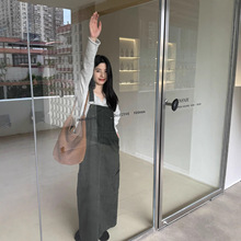 秋上新【LABEL】意法贴标设计感时尚显瘦背带裙气质简约高级裙子