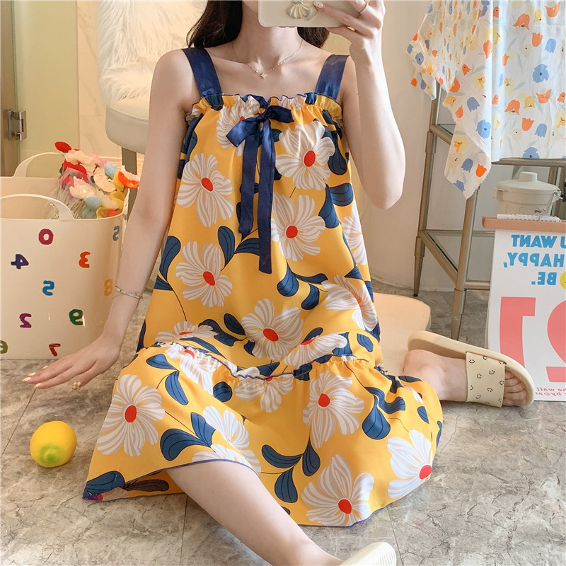 Pijama de verano girly cordón de encaje seda dulce princesa vestido de dormir ropa de casa de mujer comercio exterior al por mayor