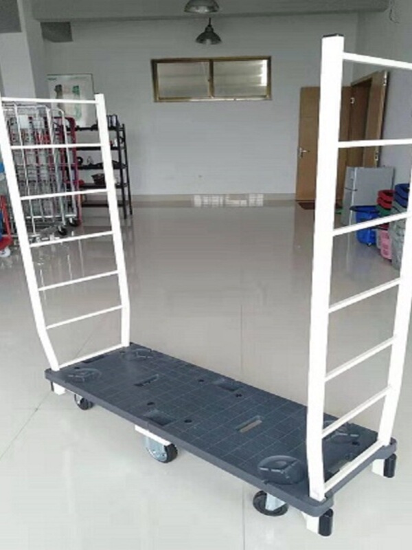 Supermarket Six-Wheel Cart Japanese-Style Plastic Bottom Plate Flat Trolley Seesaw Hand Push Flat Trolley Storage Cart