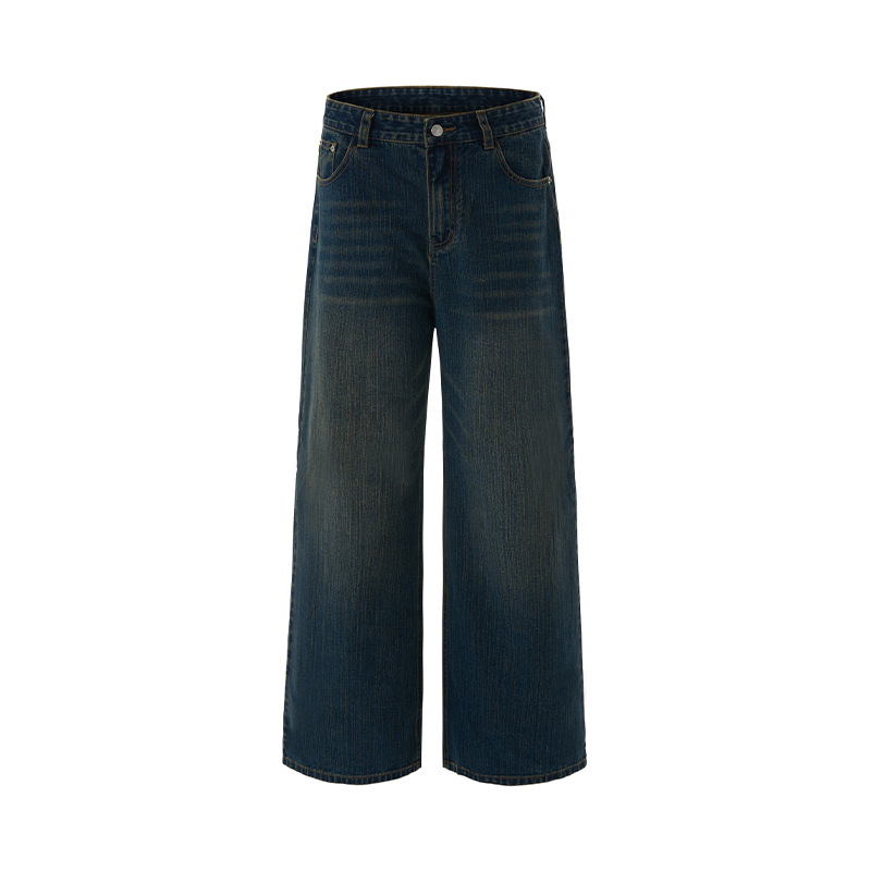 JIAMU Jeans Vintage Slub Wide-Leg Blue