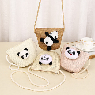 2025 Summer Popular Bags Girls Fat Panda Straw Bag Crossbody Girls Wholesale