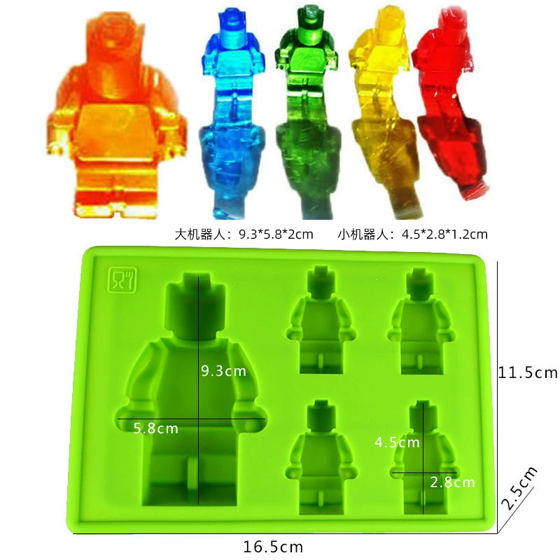 Lego, silicone constructor, robot, square ice cubes, minifigures, fondant, wholesale