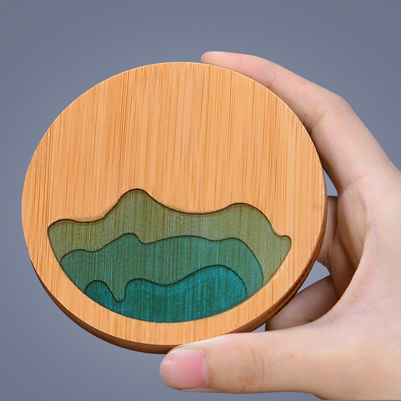 De estilo japonés de madera maciza estera de la taza de té estera de aislamiento de bambú simple portavasos Junta creativa ceremonia del té partes del hogar juego de té Accesorios