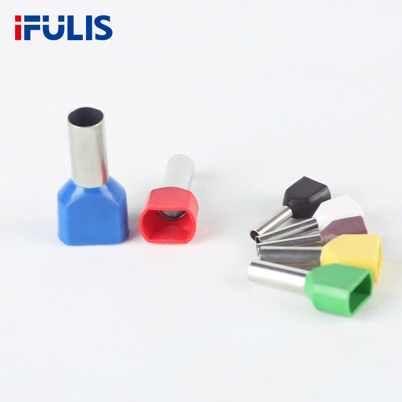 Copper 1000 pieces TE double-wire tube parallel wire pre-insulated cold-pressed terminal crimp head pin type copper tube wiring pin type