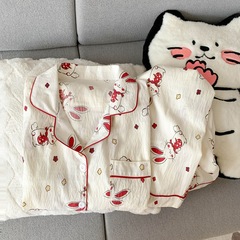 源头工厂春秋季长袖长裤睡衣女云朵棉韩版卡通甜美ins风开衫套装