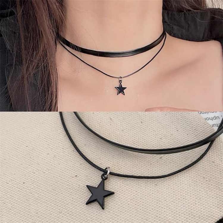 choker double-layer black star necklace women's collar short clavicle chain Japanese and Korean all-match neckband necklace jewelry