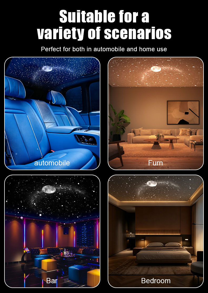 Cross-border bestseller USB starry sky projection lamp for car interior, home, bedroom, night light, romantic galaxy ambiance light