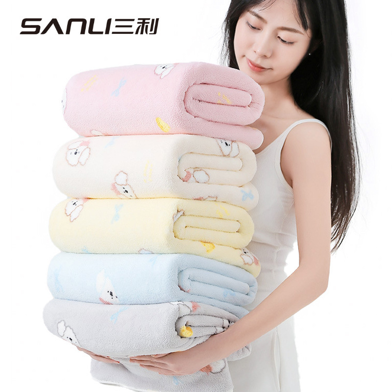 Sanli Towel Coral Fleece Bath Towel Home Cartoon Bath Towel Increase 90*170 Printed Bath Towel Adult Bath Towel