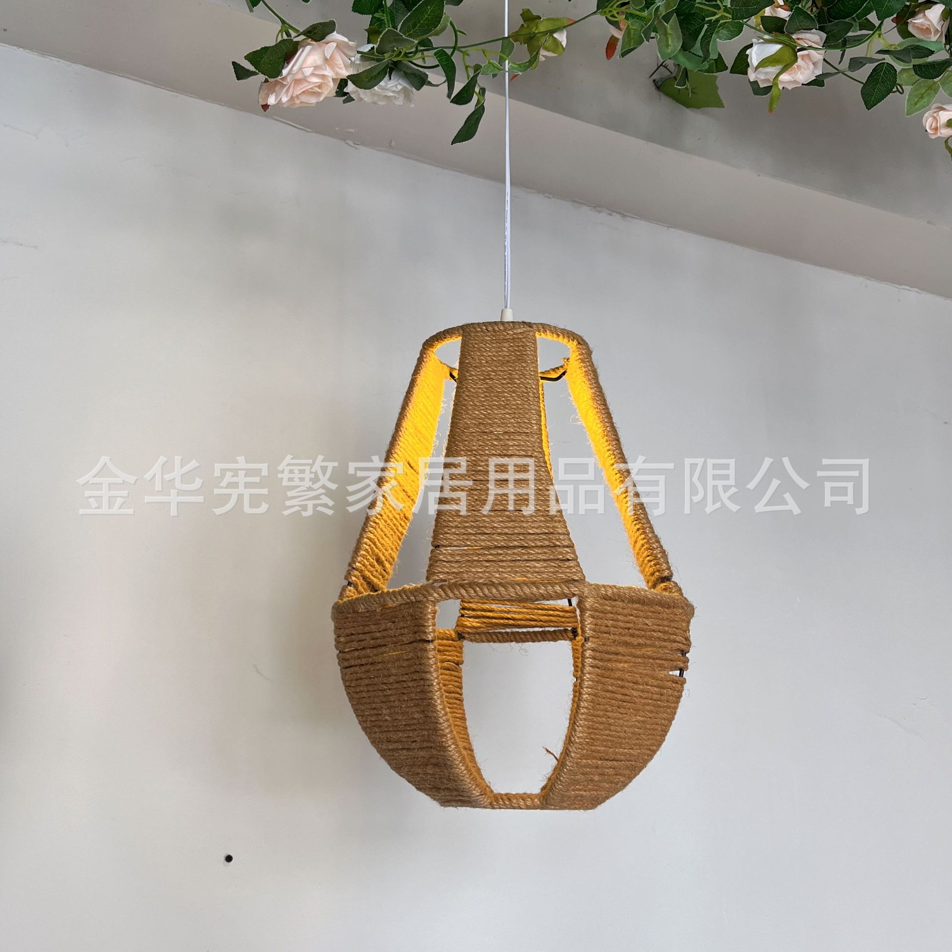 Retro nórdico lámpara de bar decoración de cordón de hemp hueco trenzado lámpara de candelabro DIY café bohemio