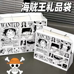 大きいサイズの白黒漫画の風の海賊の王の索隆路飛の贈り物の袋の誕生日の贈り物の包装の手提げのショッピングバッグの卸売り