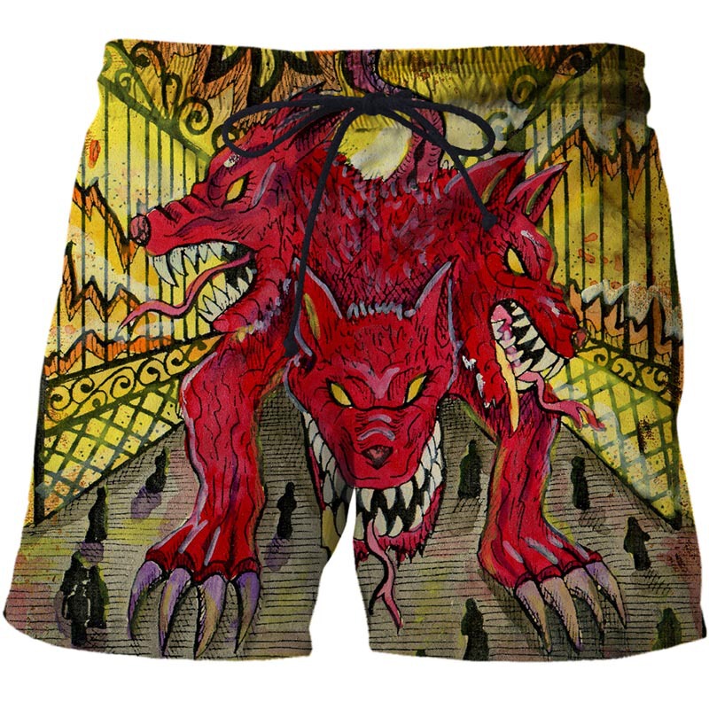 Factory direct personality tarot illustration shorts Monster 3D printed pants loose casual breathable casual pants Factory direct personality tarot illustration shorts Monster 3D printed pants loose casual breathable casual pants