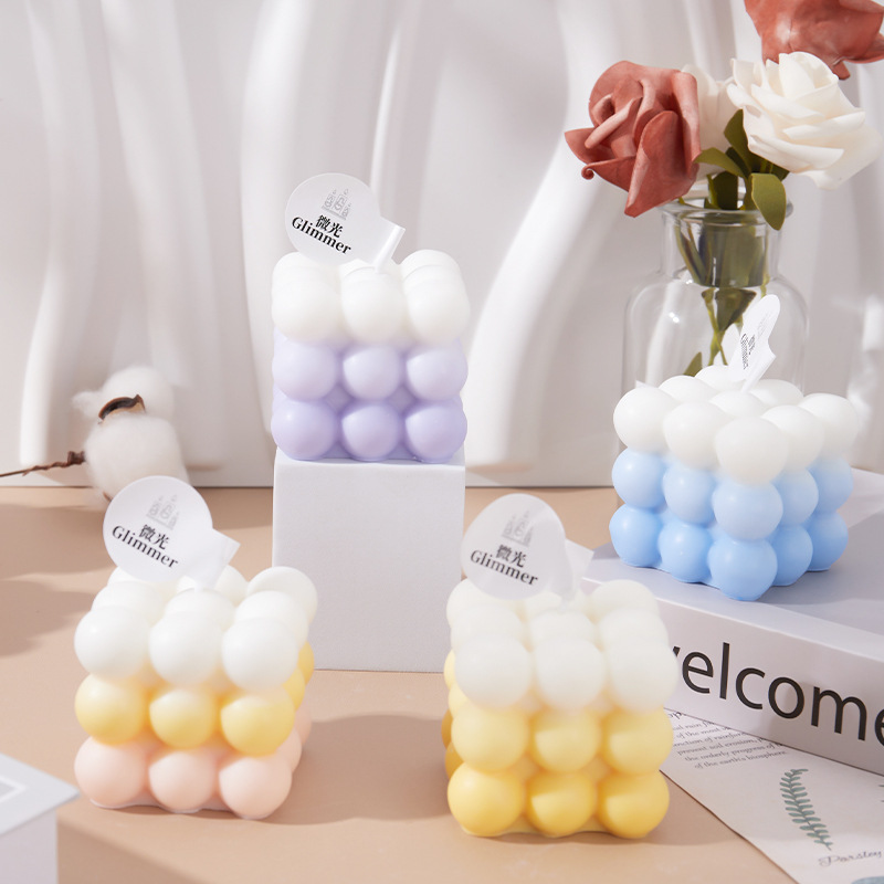 Suministro directo de fábrica gradiente en capas aromaterapia vela dormitorio decoración regalo creativo geométrico cubo vela