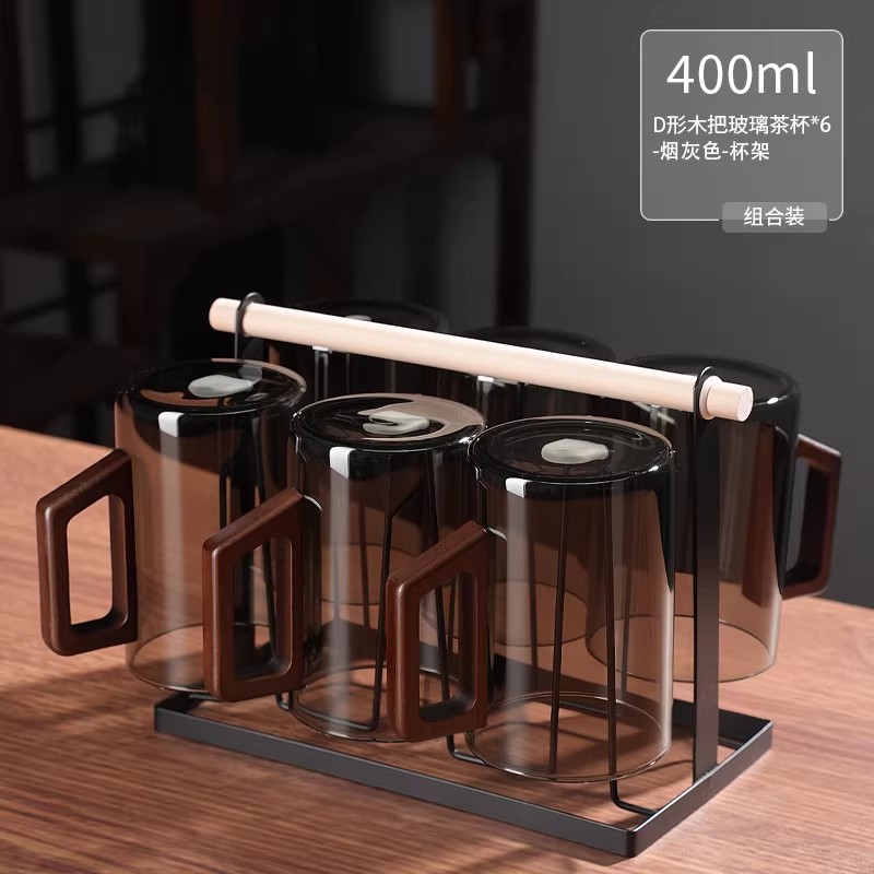 Taza de Té de Vidrio con Mango de Nogal, Resistente a Altas Temperaturas, para Hogar y Oficina image 15
