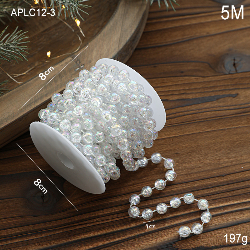Cadena de cuentas de plástico transparente para decoración navideña, adornos para árbol de Navidad, colgante decorativo, arreglo de escena