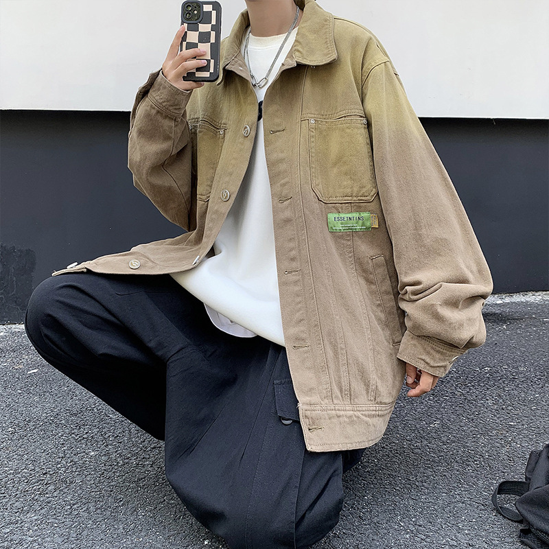Demi-season trend denim men's Japanese jacket