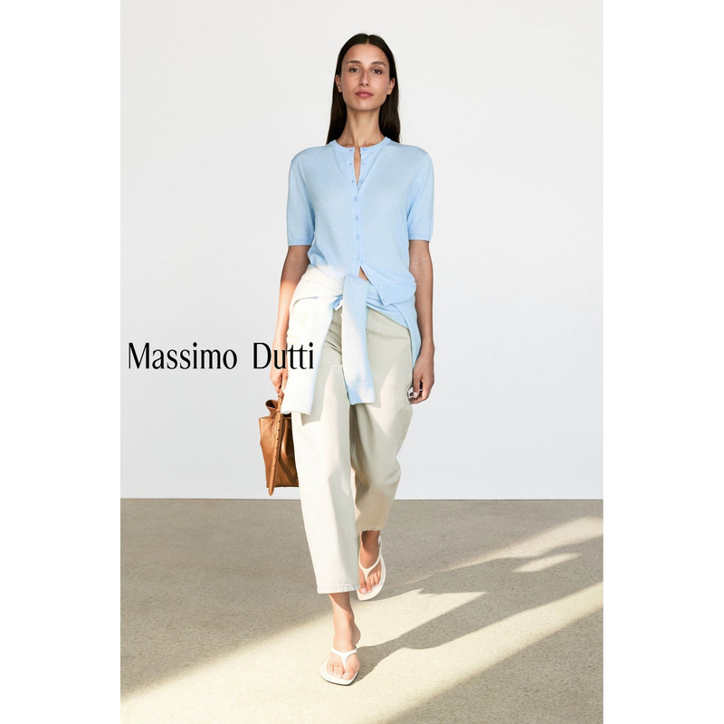 Early autumn new model Massimo Dutti 2026 women's casual style wool blend short-sleeve knitted cardigan Early autumn new model Massimo Dutti 2026 women's casual style wool blend short-sleeve knitted cardigan