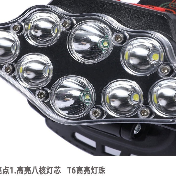 Faro de luz fuerte transfronteriza corriendo deportes montado en la cabeza LED luz de trabajo carga USB pesca salvaje multi-core matriz faro