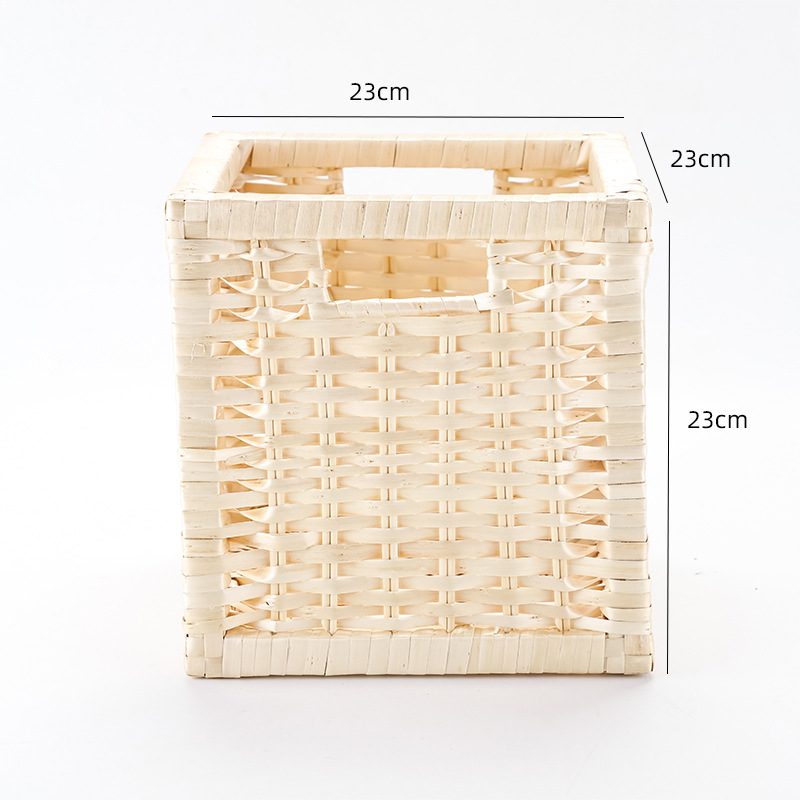 Cesta de almacenamiento de ratán personalizada Cesta de almacenamiento rectangular con tapa Caja de almacenamiento de mimbre para el hogar Cesta de almacenamiento de acabado