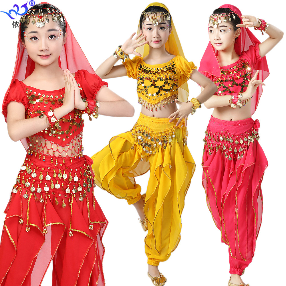 六一儿童肚皮舞舞台演出服 亮片女童节日舞蹈服 印度舞表演服套装