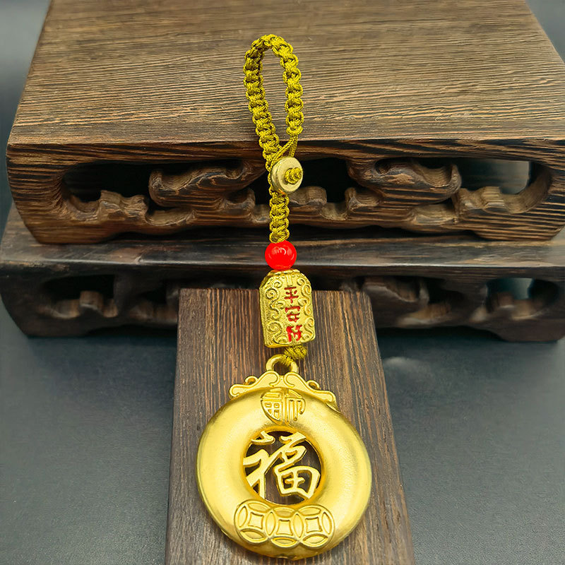 新しい国民トレンド絶妙なキーホルダー古代スタイルの安全ひょうたん車のキーホルダーペンダントユニセックス祝福ギフト|undefined
