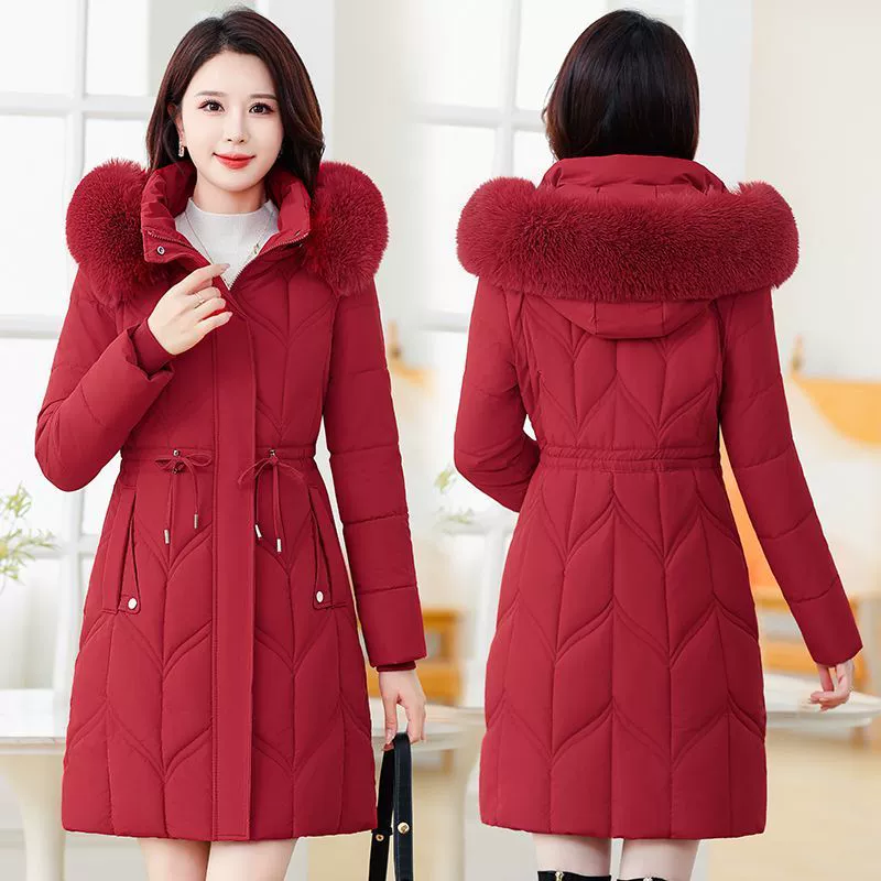 Winter fitted keep warm down jacket with down, feather stuffing, increased thickness