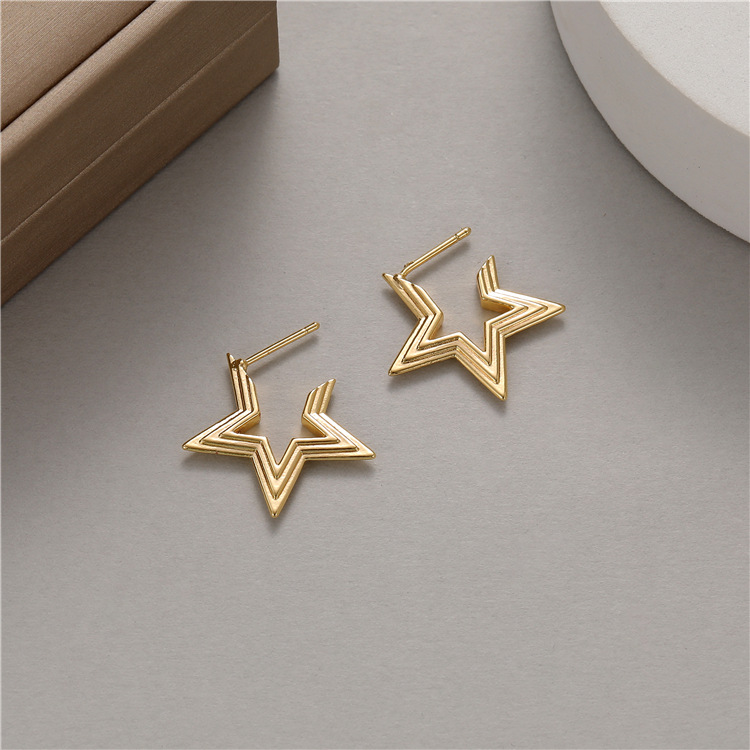 Plating Design 1 Pair Simple Style C Shape Plating Copper Earrings