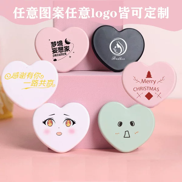 Heart-Shaped Small Mirror, Handheld Mirror, Modern Simple Heart-Shaped Mirror, Student Dormitory Mini Mirror, Customizable Logo Makeup Mirror
